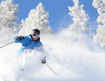 Skiing in Powder on Big Bear Mountain