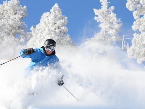 Skiing in Powder on Big Bear Mountain