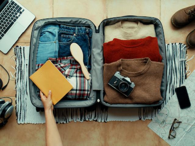 aerial shot over a suitcase